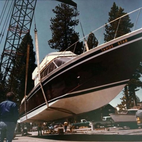 a large ship in the background