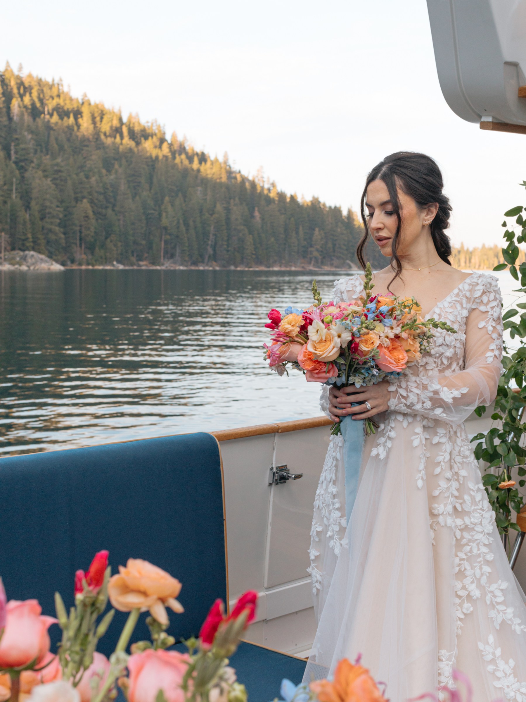 a person sitting on a boat in the water