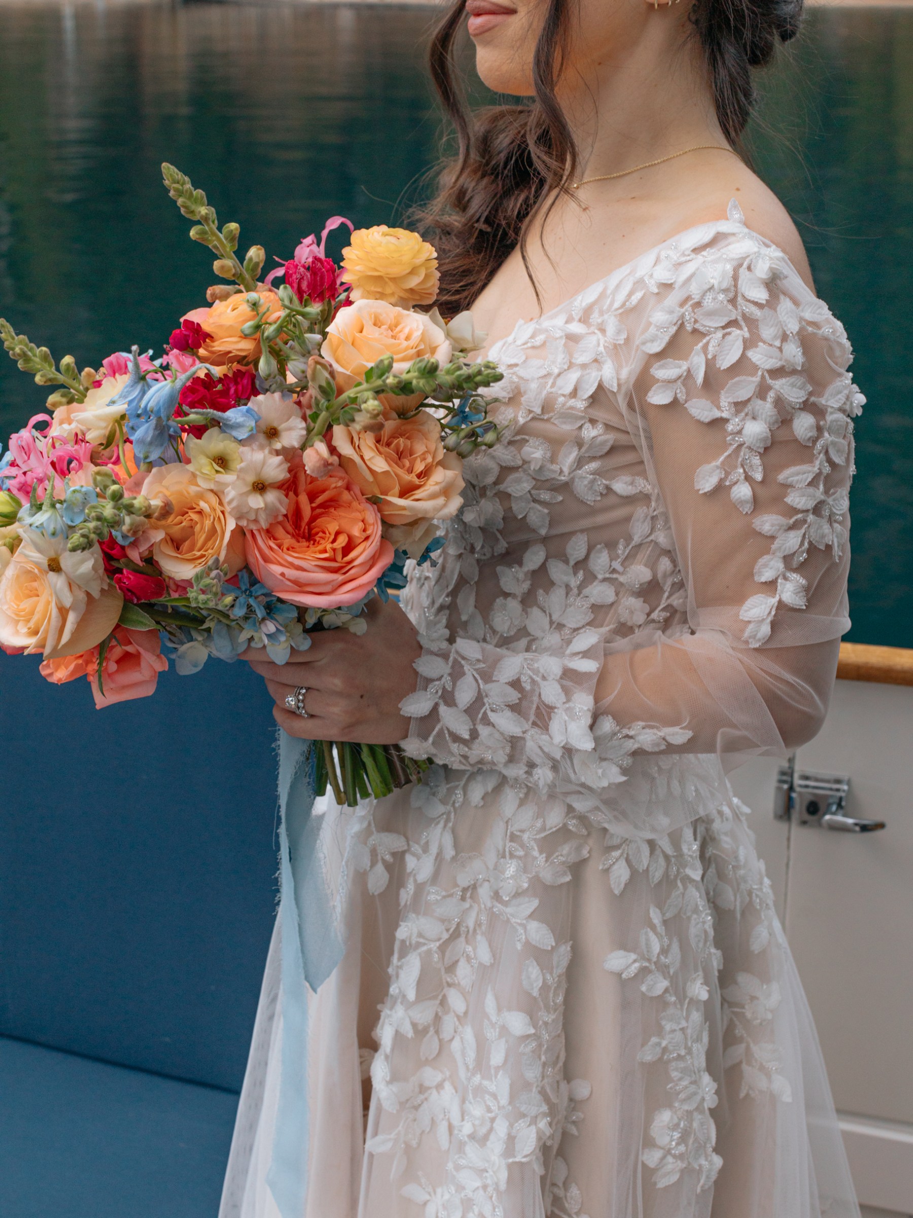 a woman in a wedding dress