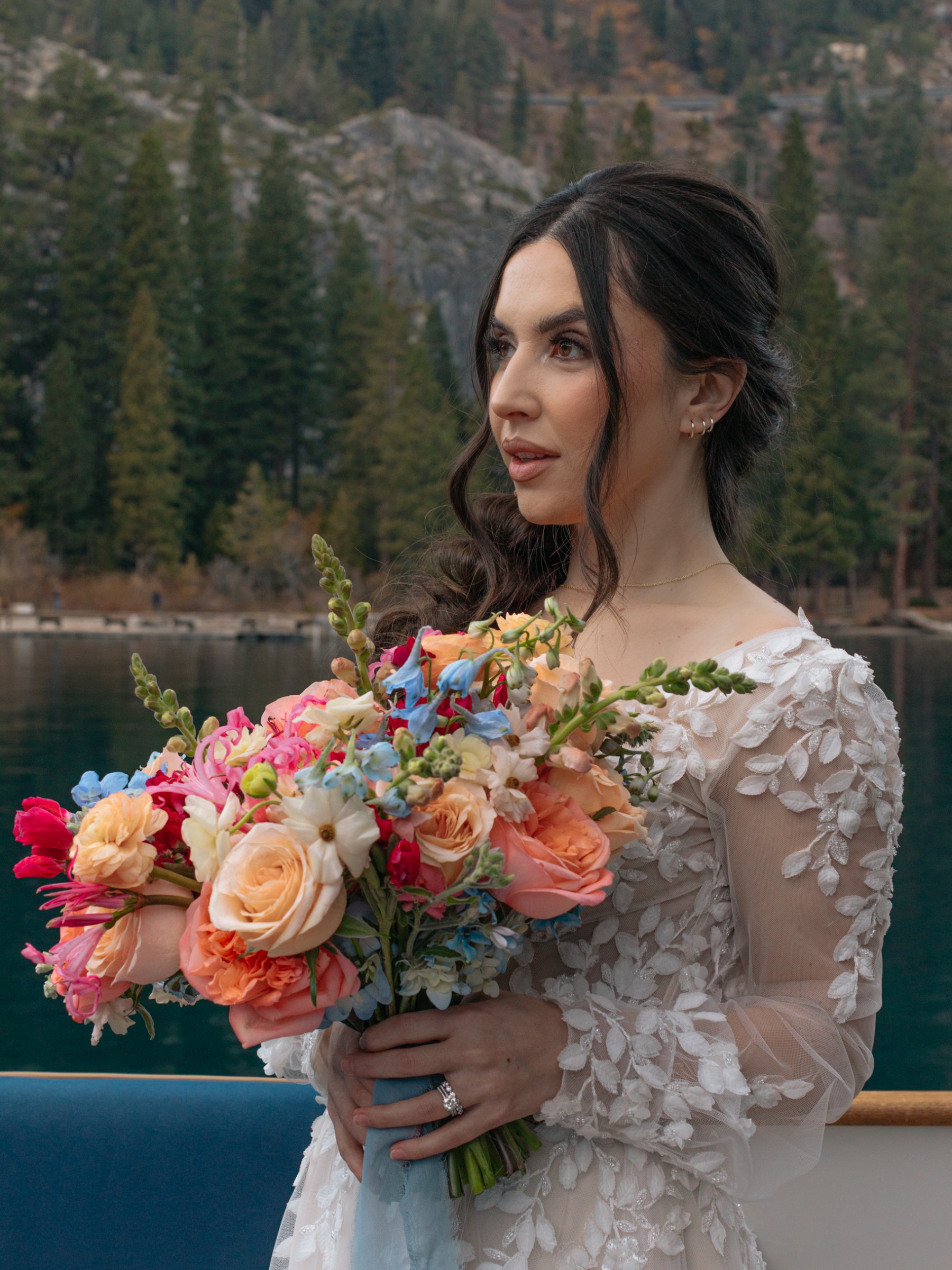 a woman holding a flower